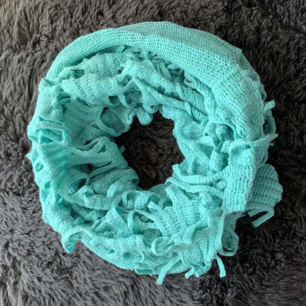 (2 for $6) teal scarf with fringe detail